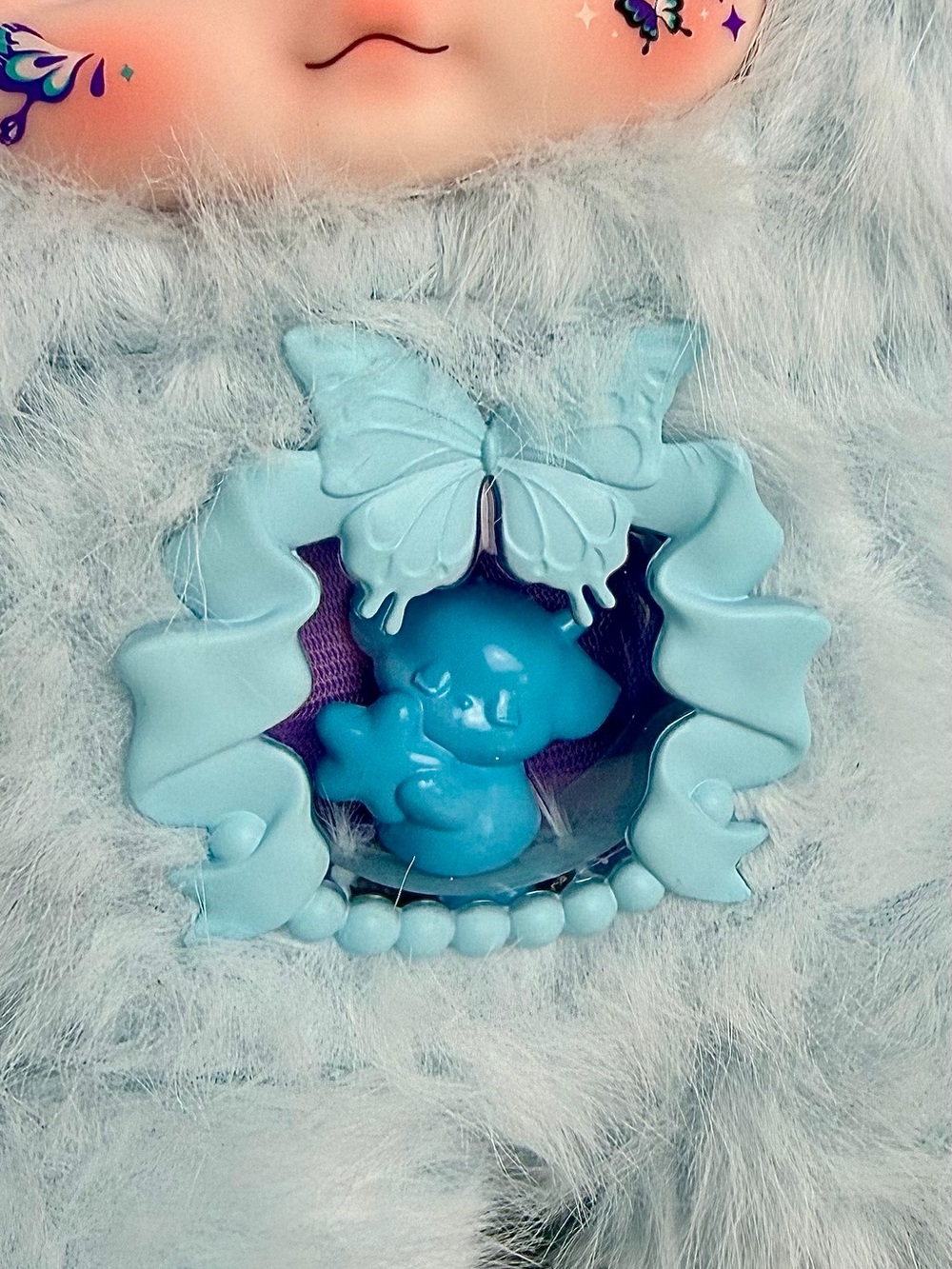 Nommi Solace 🩵 Fantasy World Blue Pink Bunny Butterfly Bag Charm Keychain Plush - Picture 3 of 12